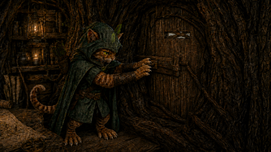 Robin Puss secures the eastern lookout’s wooden latch with a small hardwood safety pin.