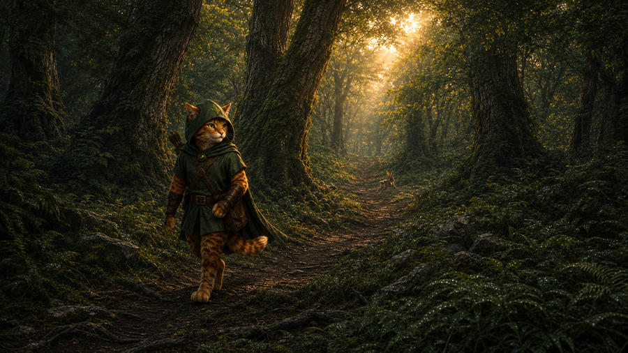 Robin Puss walks the western trail as a hare slips through the bracken ahead.